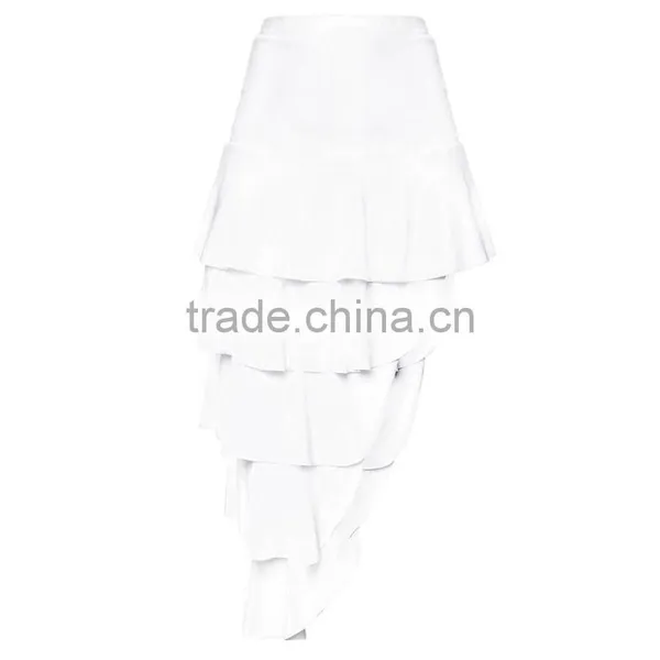 Asymmetrical Long White Tiered Skirt for Summer Designer Woman Party Wear photo-6