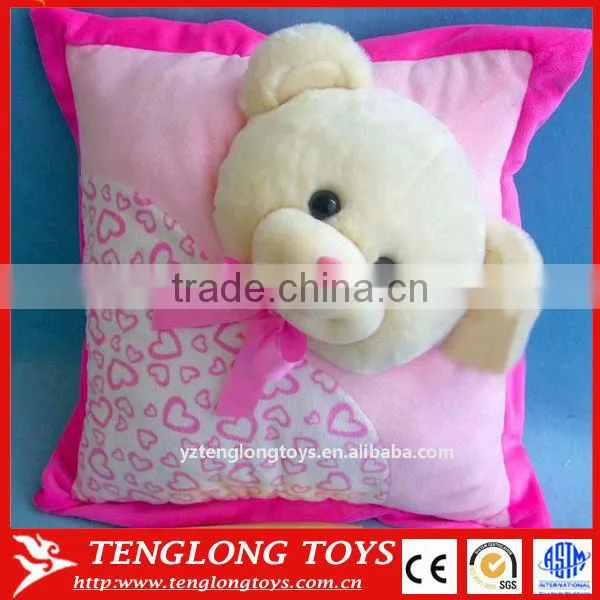 New Design Bear Head Connecting Cute Stuffed Plush Pillow Cushion