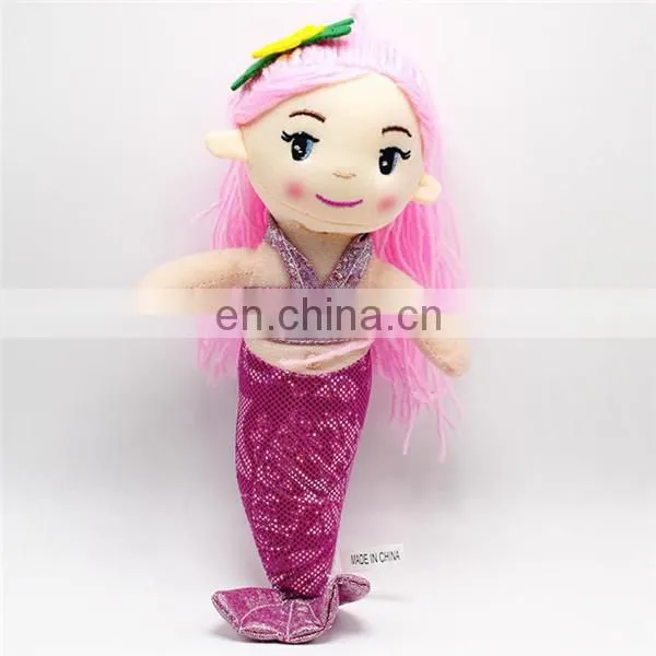 ASTM Test Custom Stuffed Plush Pink Pretty Girl Mermaid Doll 2017 Fashion New Rag Soft Doll Toy