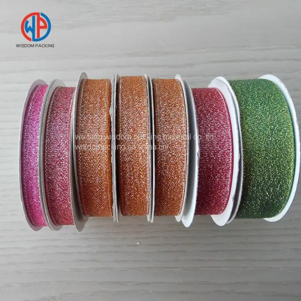Wholesale Christmas Gift Wrap Decoration Woven Silk Glitter Metallic Ribbon photo-3