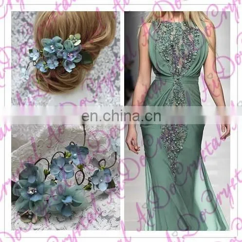 Aidocrystal Classic Green Floral Tiaras,artificial Lace Flower Fascinators,rhinestone Headpiece photo-2