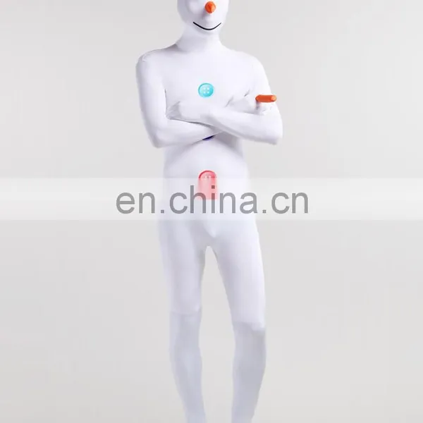 White Snow Man Lycra Full Body Party Dress Second Skin Suit Female photo-5