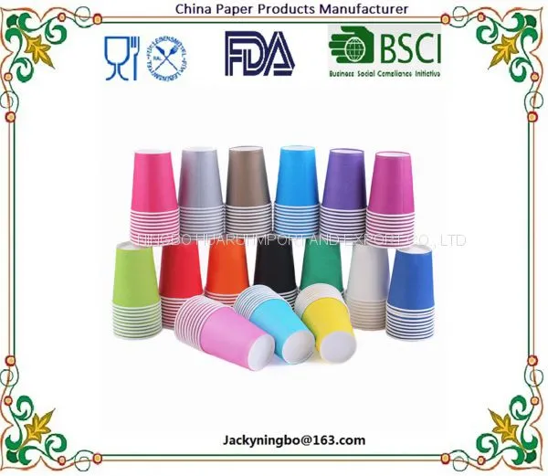 Disposable Paper Cups Plastic Wedding Party Supplies New Solid Paper Cup Candy Color Children's Day 20 Pcs Pack