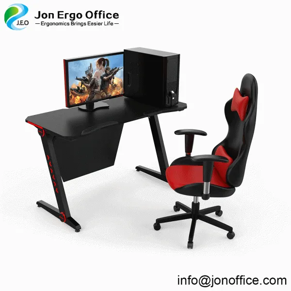 Ergonomic Gaming Desk Computer Desk PC Laptop Table Workstation With Led Light