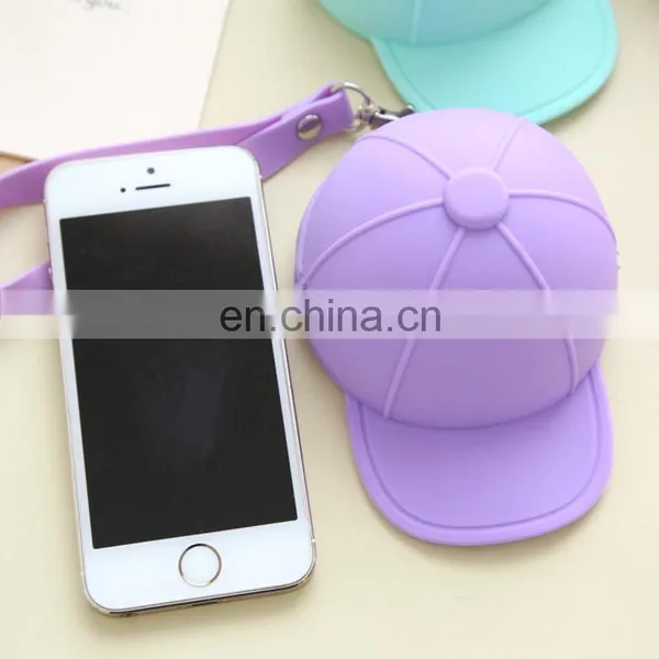 Lovely Baseball Cap Shape Mini Coin Purse Bag Small Cute Wristlet Key Wallet Fashion Silicone Coin Case photo-3
