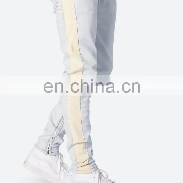 DiZNEW White Mens Wholesale Track Scratch Denim Jeans Pants For Men photo-7