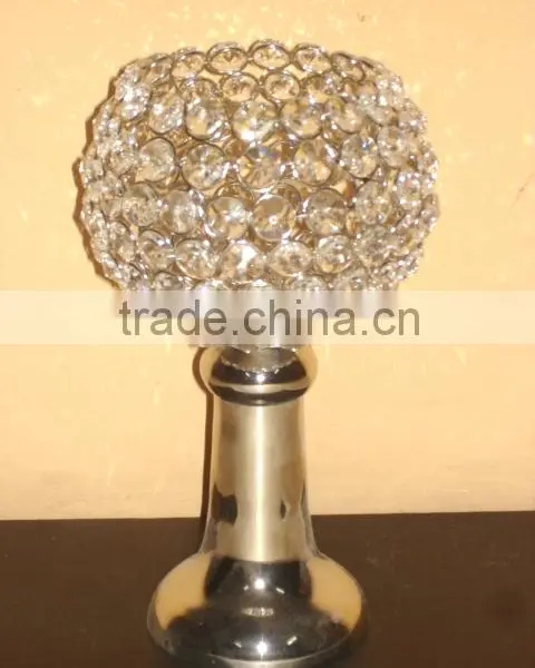 Crystal Ball Centerpiece Wedding Gold Candelabra, Gold Wedding Candle Holder photo-5