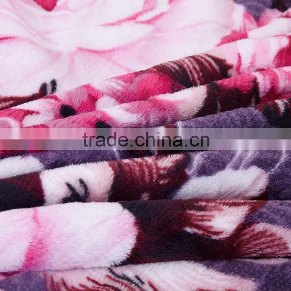 Wholesale China Purple Luxury European Size Duvet Covers Flower Pattern Flannel Fleece Bed Cover Sets photo-4