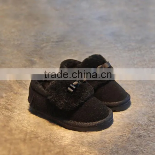 C22527B Wholesale Children Girls Winter Tassel Shoes Genuine Leather Boots photo-5