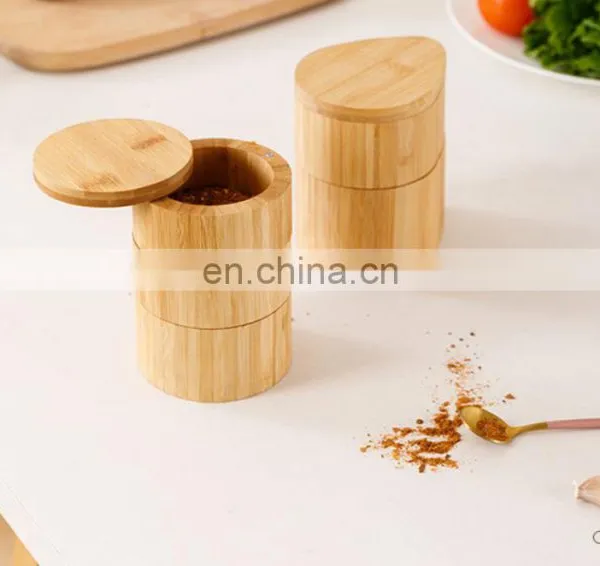 Creative Design Adjustable Kitchen Round Bamboo Spice Box Storage Organizer With Lid Pantry Organizer Kitchen & Tabletop photo-5