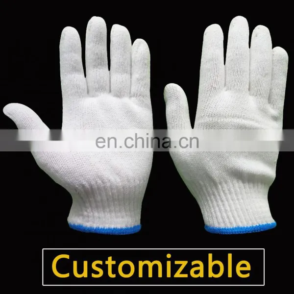 Custom Logo Industrial Grip Knit Durable Safety Labour Protection Working White Cotton Gloves For Gardening photo-2