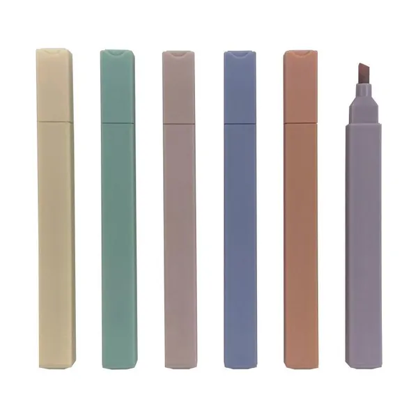 Manufacturing Oem Nontoxic 6 8 12color Felt Tip Bible Highlighter Markers Kawaii Square Text Marker Pens