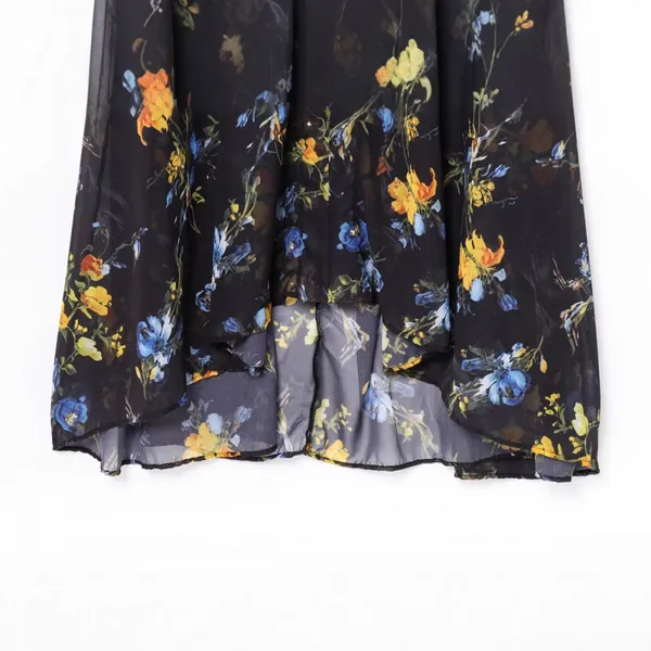 French Printed Loose Casual Hanging Neck Mid Length Dress for Women photo-3