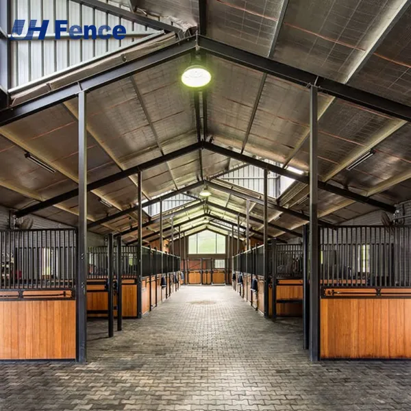 Equestrian Horse Barn Outdoor Eco-friendly Bamboo Wood Metal Horse Shelter Equine Farm Horse Stable photo-3