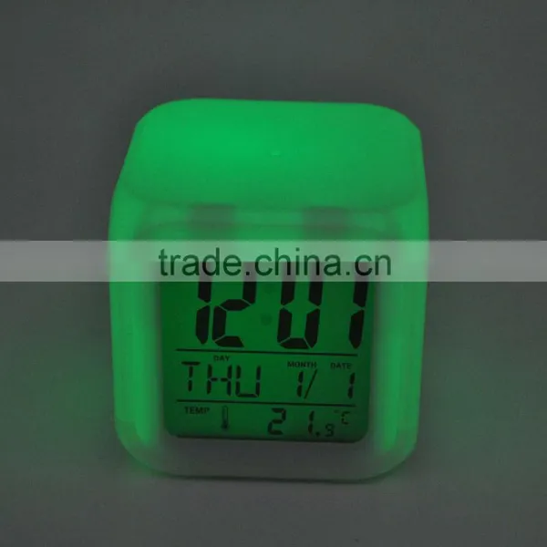 Hot Selling Seven Color Changing Alarm Clock, Square Clock photo-4
