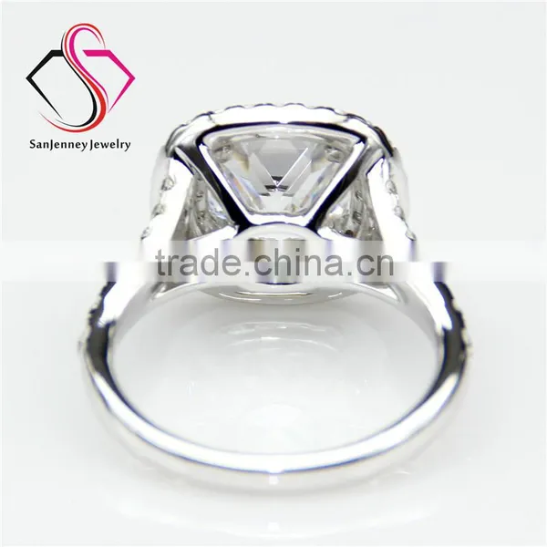 Cushion Brilliant Cut Moissanite 2 Carat 7.5mm Center 14k White Gold Diamond Wedding Engagement Ring photo-2