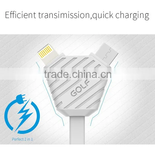 GOLF 2.1A Pineapple Series 2in1data Cable for Iphone 5/5s/6/6s/6plus 1m Quick Charge and Data Pinepple 2in1cable for Micro Phone photo-5