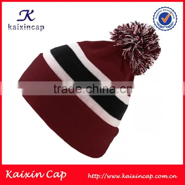 Plain Pom Pom Knitted Beanie Hat With Custom Your Design Logo photo-4