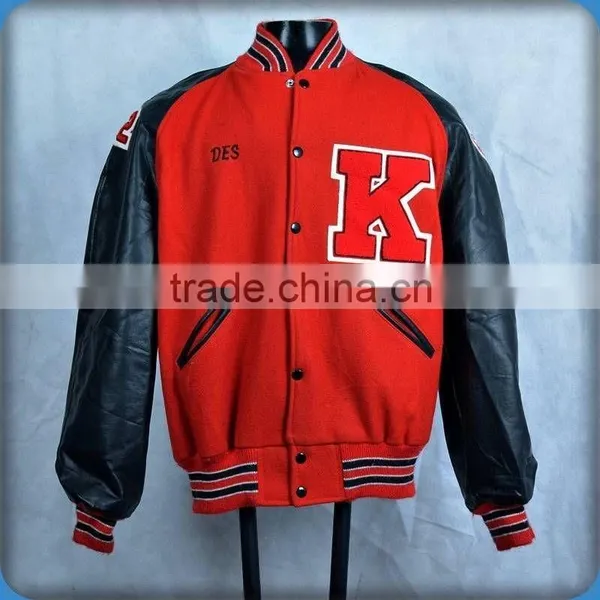 Leather Sleeve Varsity Letterman Jacket BI-3208 photo-3