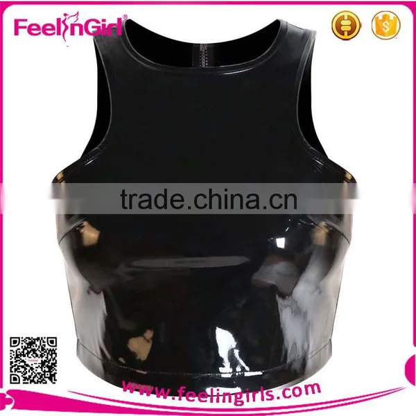 2015 Wholesale Sexy Women Black Leather Vest photo-2