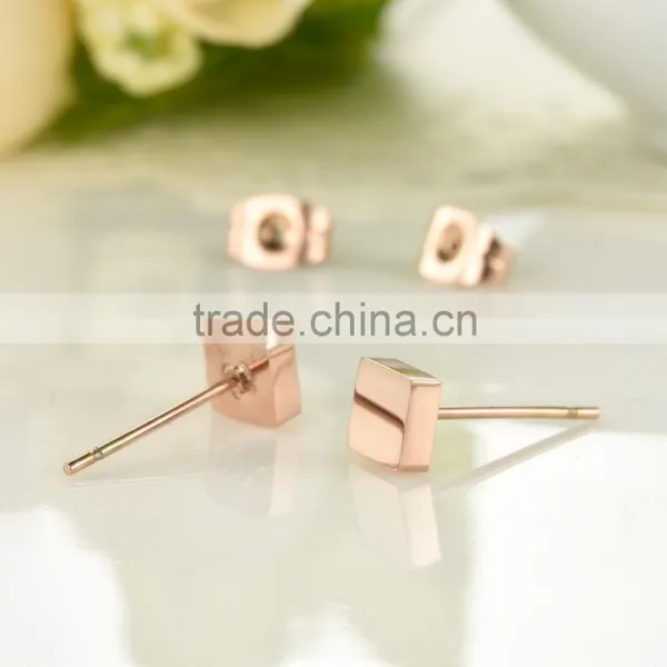 Wholesale Fashion 316L Stainless Steel Jewelry Mini Square Ladies Gold Earring Designs photo-4