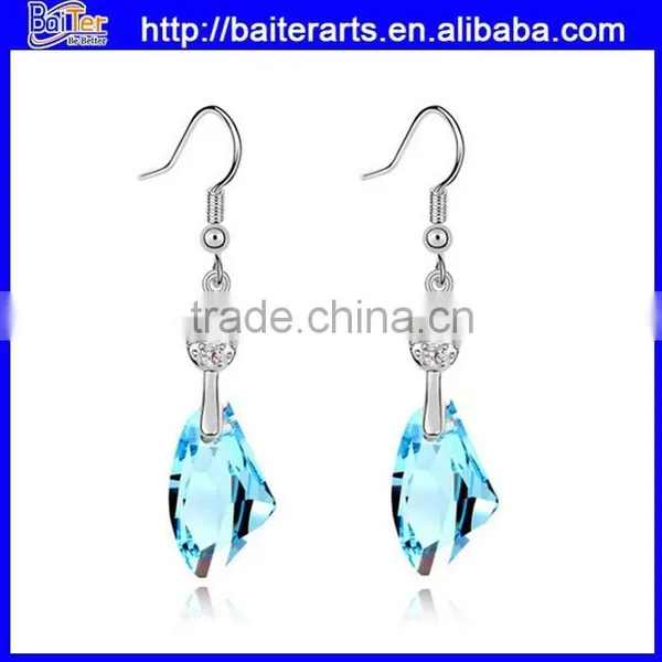 Fashion Women's Blue Stone Hook Crystal Earring Light Blue Crystal Earrings photo-2