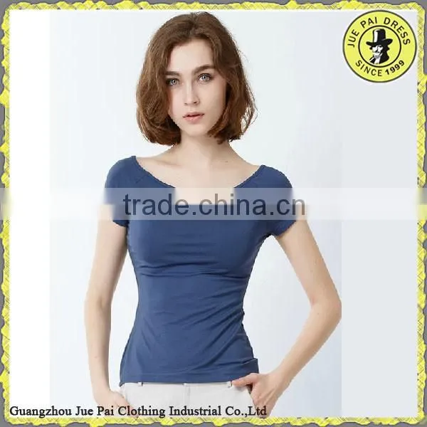 Sexy Slim Fit Women Blank Scoop t Tops For France photo-4