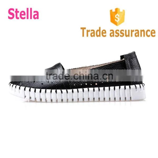 Super Good Quality Soft Flat Black Porous Rubber Sole Microfiber Shoes