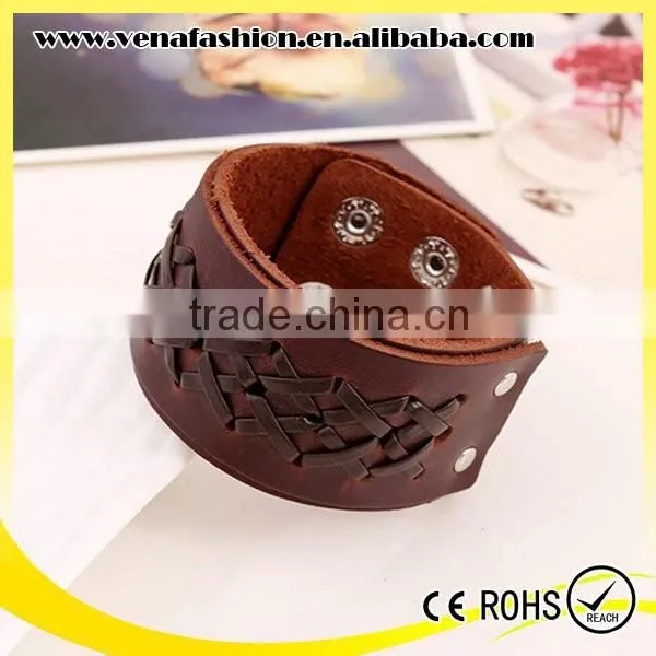 Wide Boys Wrap Leather Bracelet, Wide Leather Cuff Bracelets photo-3