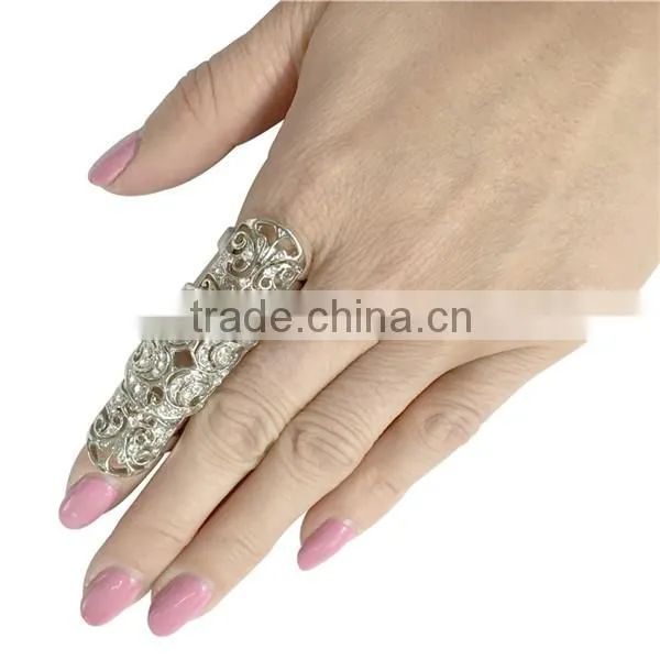 New Arrival Hollow Crystal Link Finger Ring Womens Fashion Ring Jewelry photo-6
