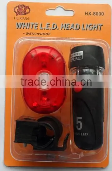 5 LED Waterproof Bike Bicycle Head Light Front Rear Tire Tail Safety photo-2