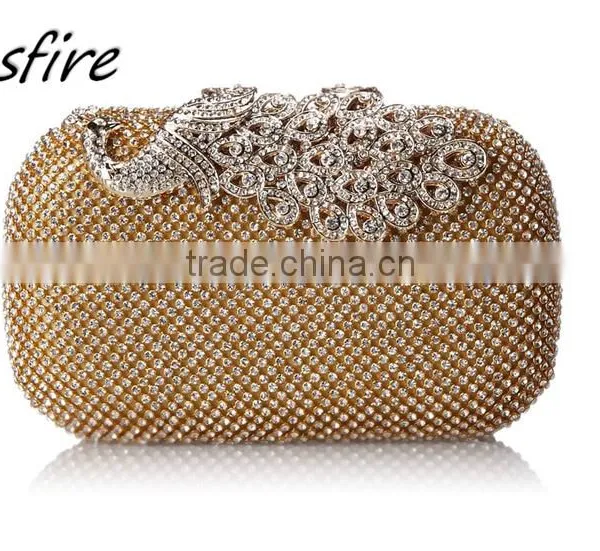 Fashion Ladies Handbags Crystal Rhinestone Evening Bag Class Peacock Evening Bag