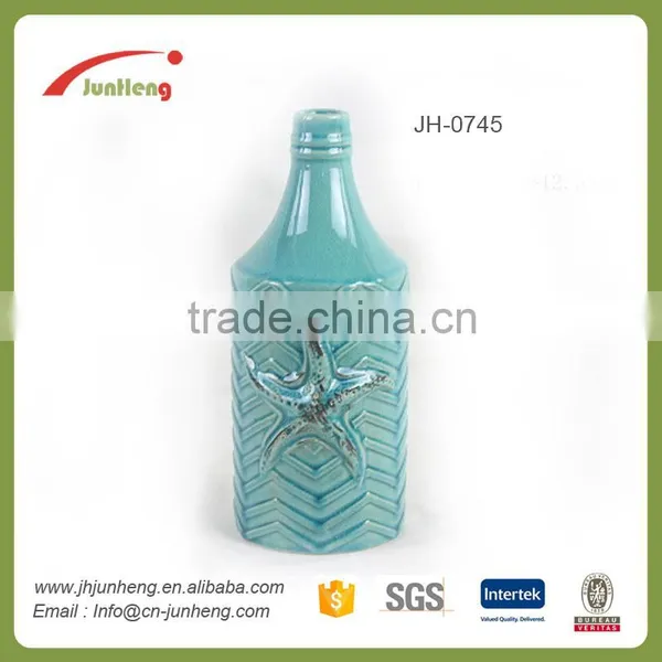 Home & Garden Glazed Blue Vase Ceramic Pot Decoration Ideas, Flower Pot for Cemetery