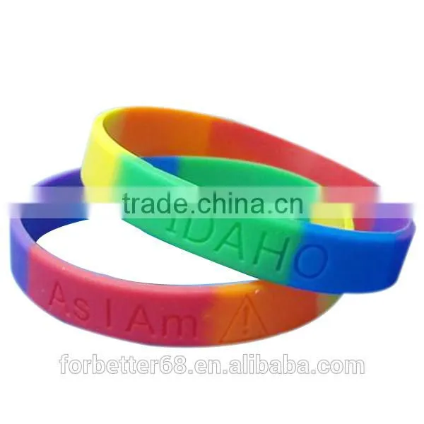 Six Colors Segmented Debossed Silicone Wristbands
