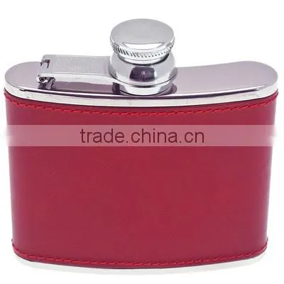 New Fashion 4oz Stainless Steel Hip Flask With PU Leather Wrap
