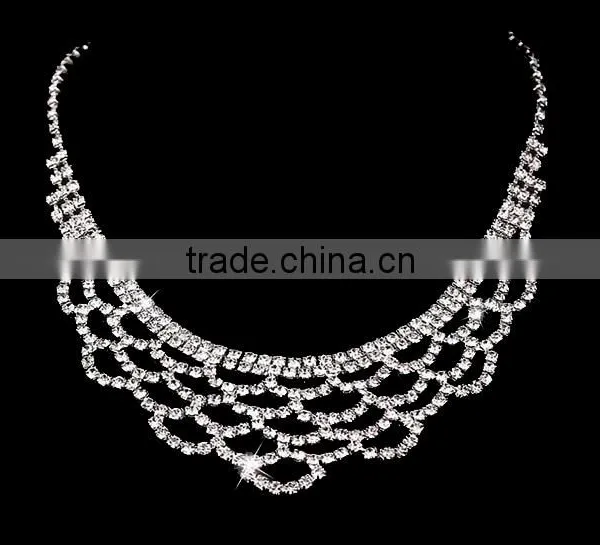 Latest Diamond Wedding Accessories Tiara Necklace Earrings Jewelry Set photo-3