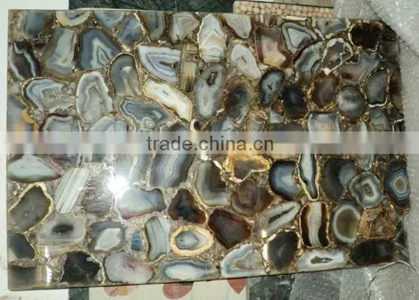 Agate Grey Gemstone Slab , Semi Precious Gemstone Slab