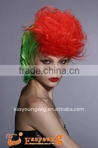 Crazy Halloween Wig, Cheap Green Color Hair Party Wig,rainbow Wig, Clown Wig photo-2