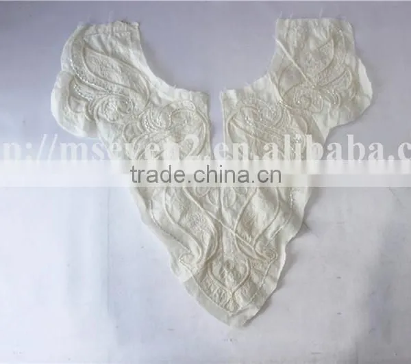 Beaded Cotton Fabric Embroidery Neckline Design for Garment photo-4