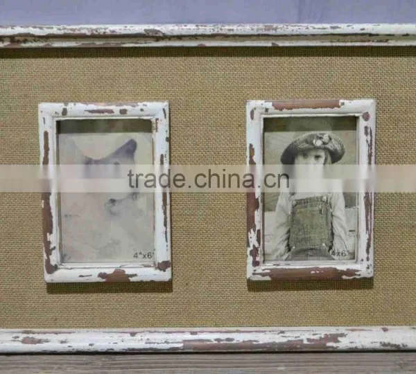 Decorative Linen Fabric Wooden Picture Photo Frame With Antique Limitation photo-4