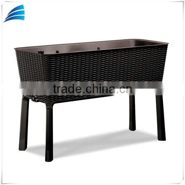 Outdoor Rattan Wicker Patio Garden Flower Plant Planter Raised Elevated Garden Bed photo-3