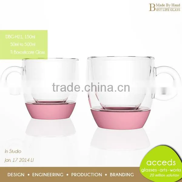 Hand Made Double Wall Pyrex Glass Water Cup With Handle photo-5