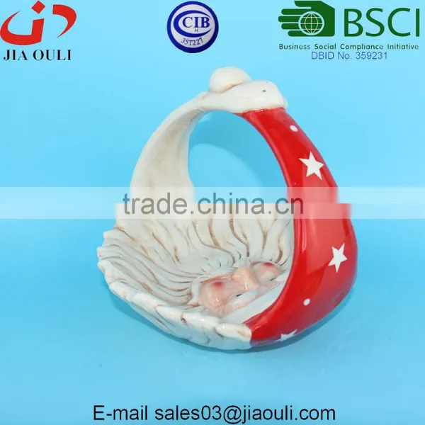 Christmas Decorations Ceramic Santa Claus Basketfor Candy photo-4