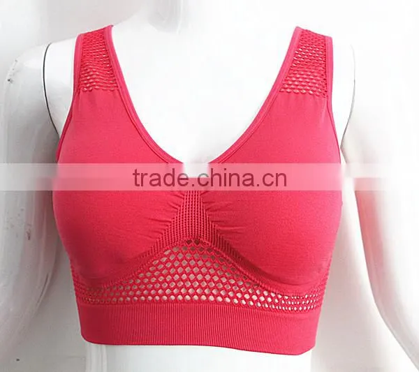 Fitness V-neck Sports Bra With Fishmesh Hole photo-2