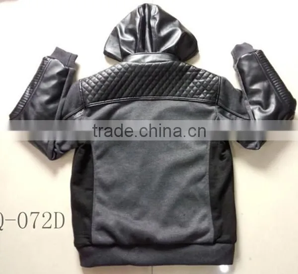 Hot Stock Man Hoody Quilted Jacket Faux Leather Jacket Men photo-5