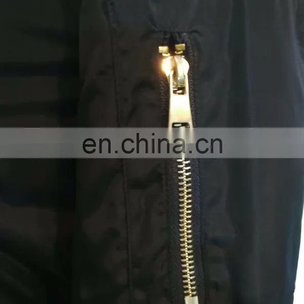 Wholesale Women Embroidery Black Long Bomber Jacket photo-6