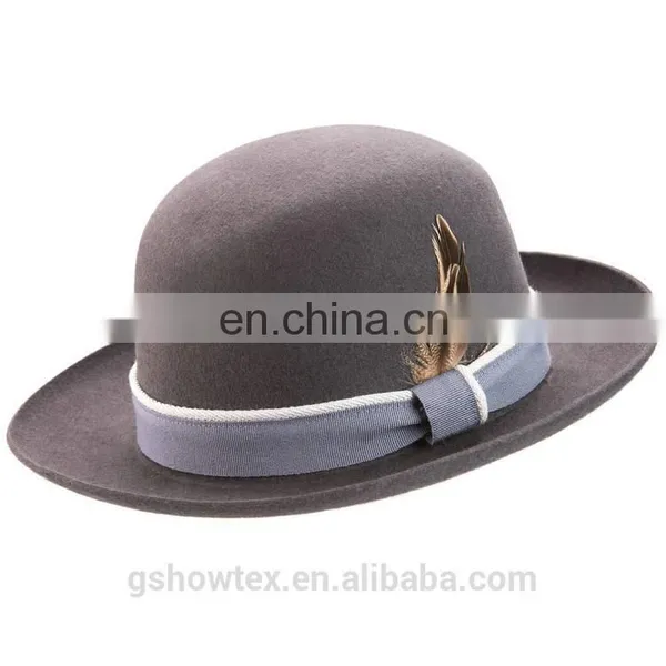 New Style Wide Brim Felt Wool Hat With Feather Wholesale China