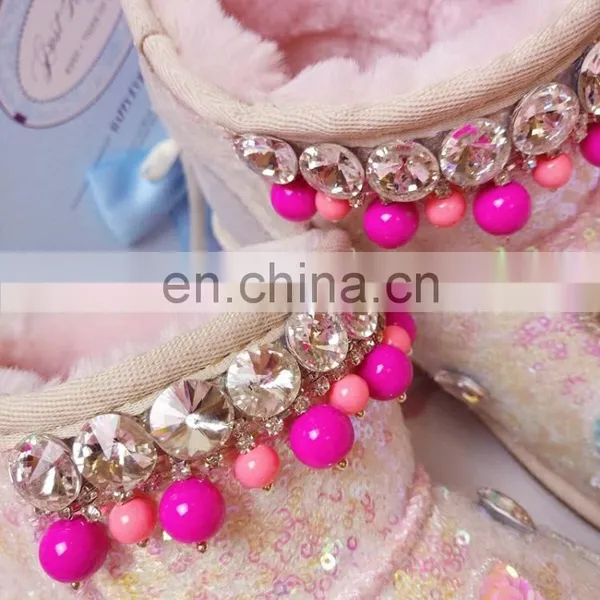 Aidocrystal Hot Sale Short Height Women Ankle Winter Snow Shoes Pink Bling Cute Wedge Boots for Girls photo-4
