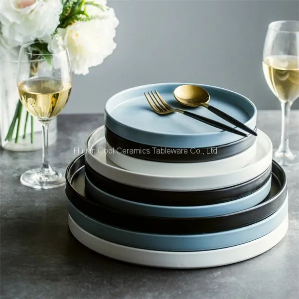 Hot Selling Cheap Prices Pasta Dish Black White Ceramic Plates for Home , Restaurant photo-2