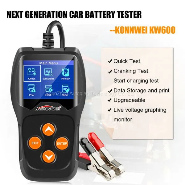 KW600 Auto Battery Tester Analyzer 100 to 2000CCA Car Tester 12V Digital Color Screen photo-2